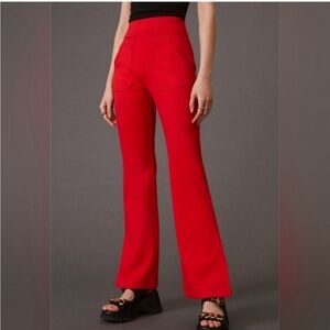 Maeve Anthropologie Ponte Knit Flare Pants Small Red High Rise
